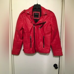 Reason Women's Vibrant Red faux Leather Jacket